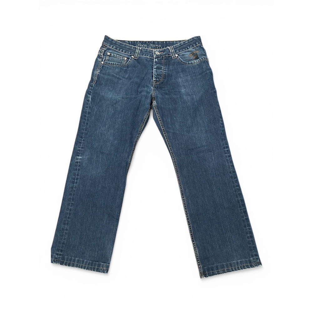 Pepe Jeans Kingston Mens 36x29 Dark Wash Bootcut Straight Denim Altered